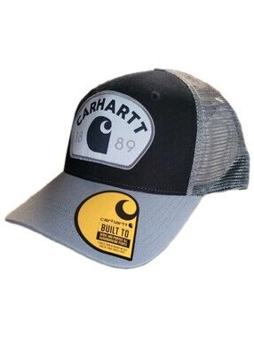Carhartt Unisex Adult Curved Bill Snapback Trucker 1889 Patch Hat Gray Black Cap